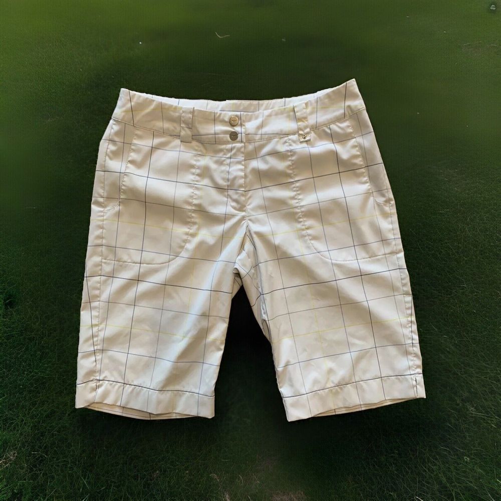 Nike Golf Dri-Fit Shorts Mens Medium Plaid Lightweight Snap Button